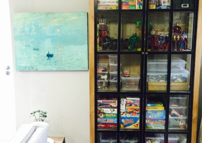 Toy cabinet in the play therapy room